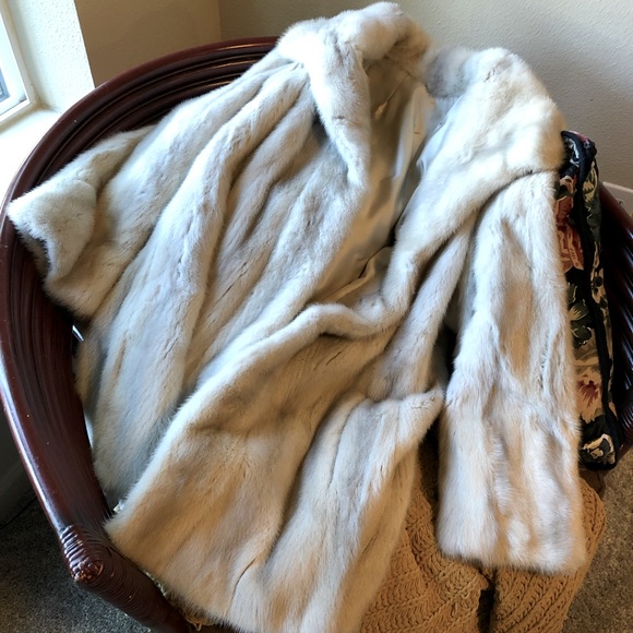 Vintage Jackets & Blazers - VTG Azurene Mink Coat Ivory